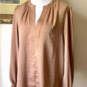 Anthropologie Current Air Tan Long Sleeve Blouse